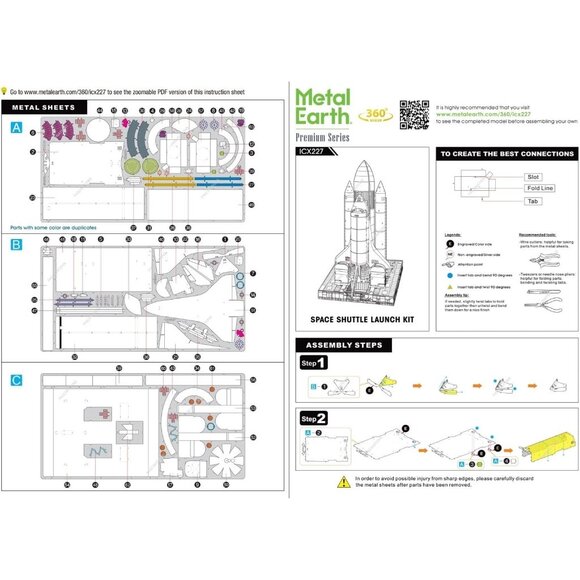 Fascinations Metal Earth Space Shuttle Launch Kit Model Kit Steel Model ICX227 - Picture 8 of 8